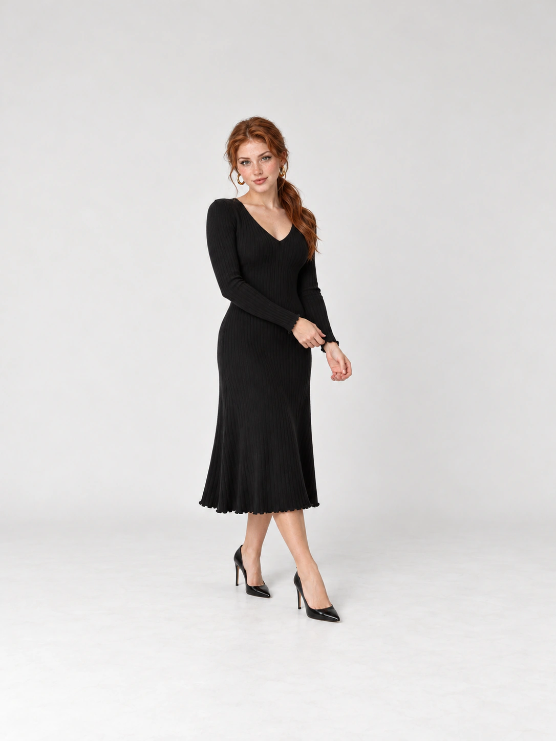 AI-styled · Black Rib Midi image 1