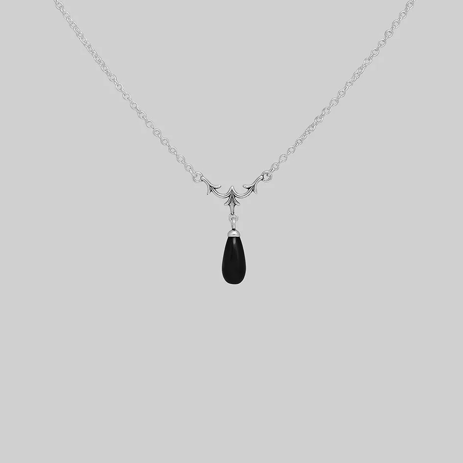 Regalrose - LISETTE Heraldic Lily Black Glass Droplet Necklace image 1