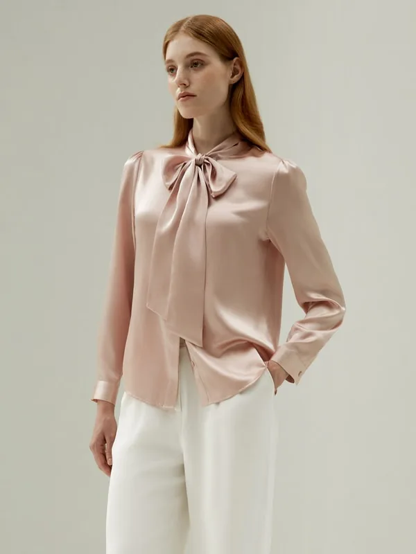 LILYSILK - Bow-tie Neck Silk Blouse image 1