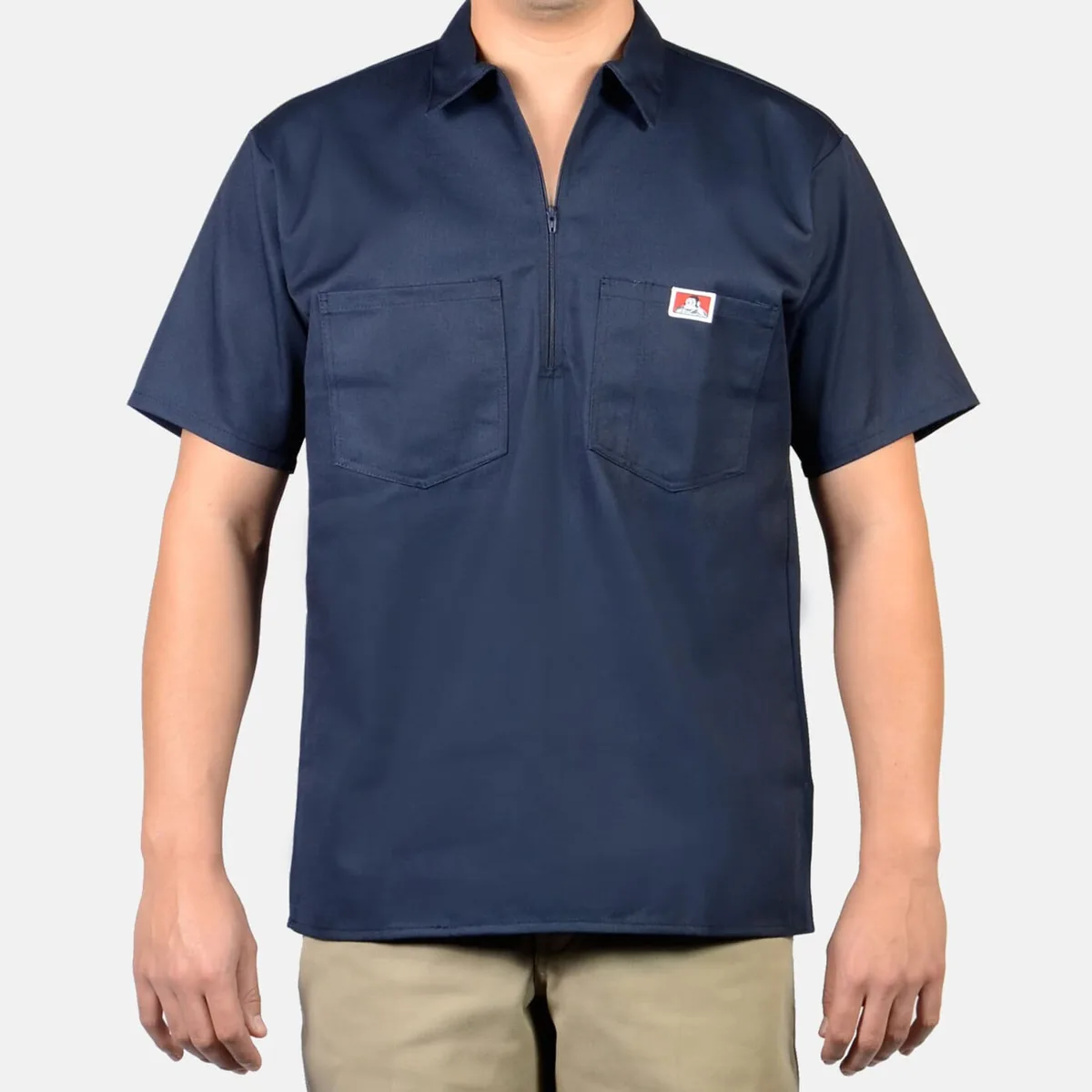 Ben Davis - Short Sleeve Solid 1/2 Zip Shirt - Navy image 1
