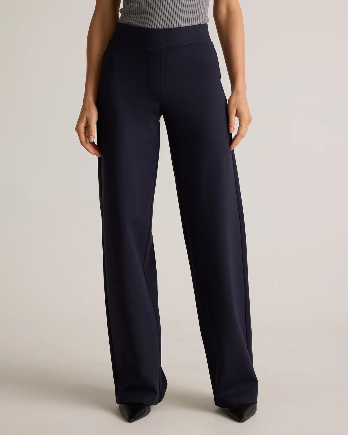 Quince - Ultra-Stretch Ponte Wide Leg Pants in Navy, Size S image 1