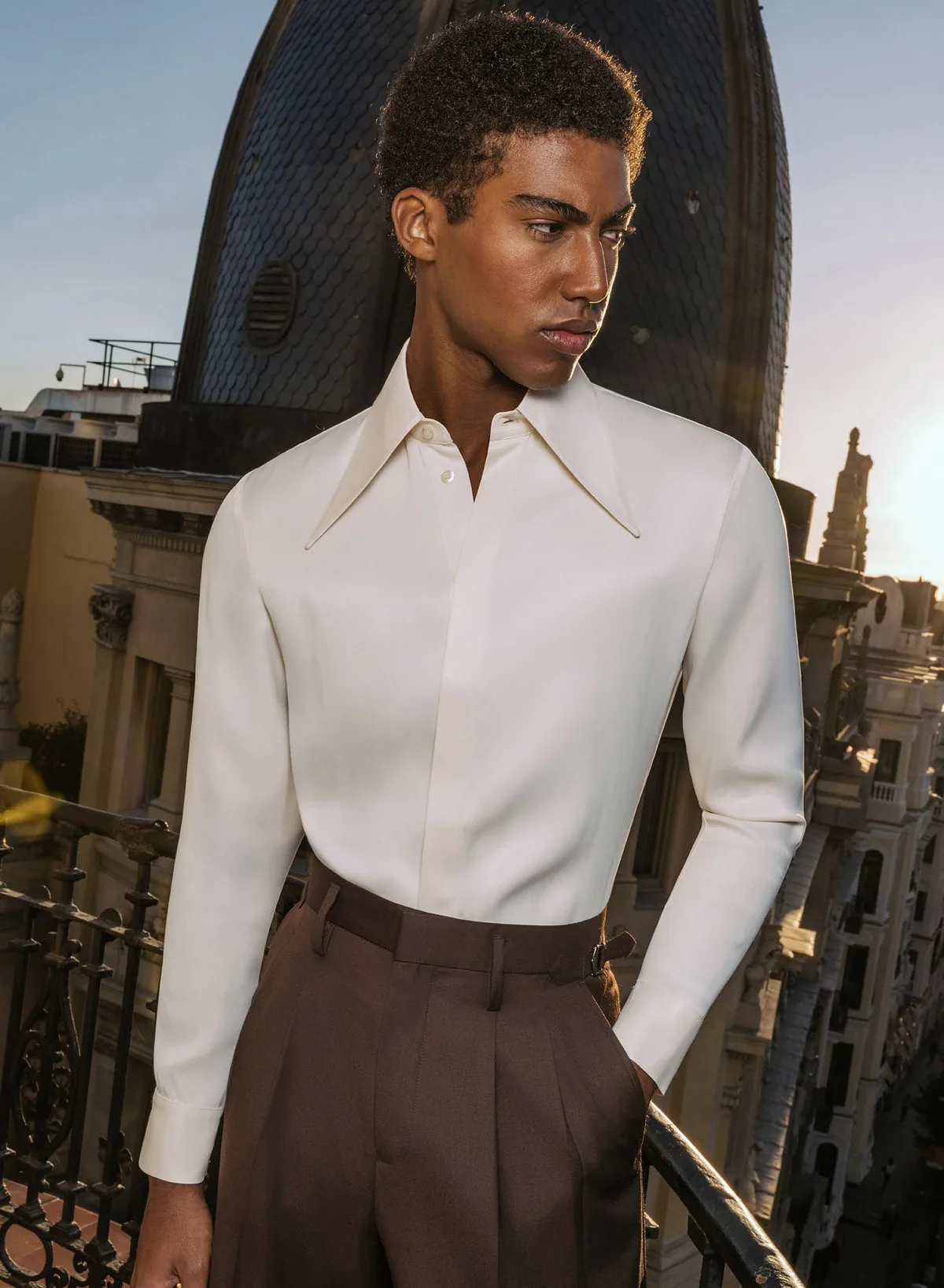PHIX - Ivory Viscose Dagger Collar Shirt image 1