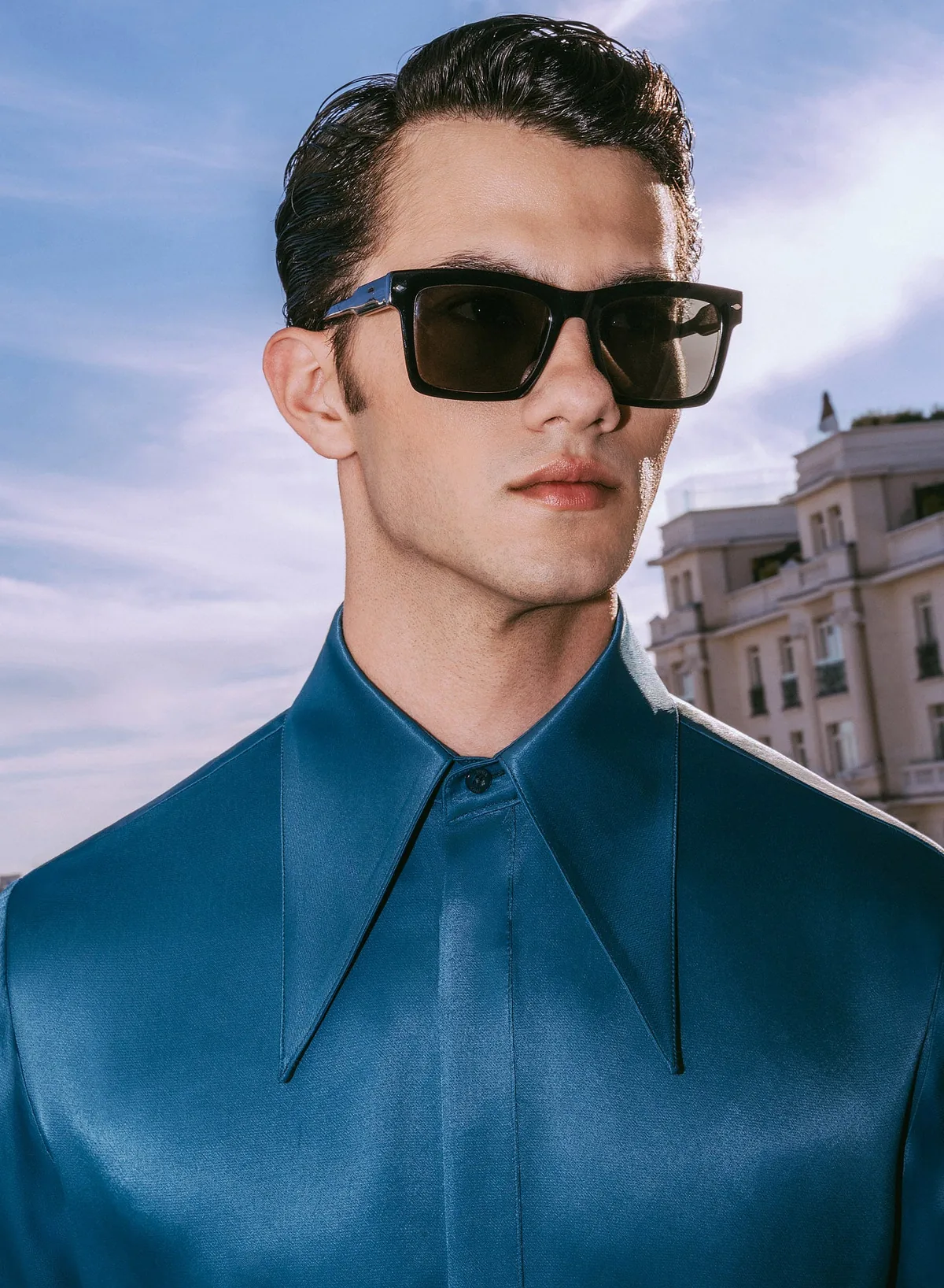 PHIX - Blue Viscose Dagger Collar Shirt image 1